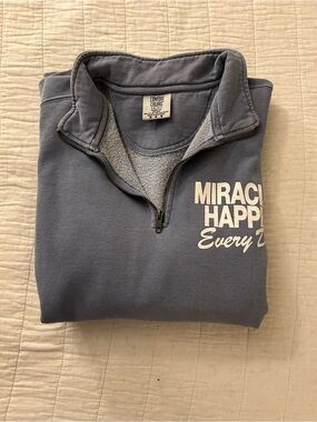 Comfort Colors Slate Blue Quarter-Zip Pullover — “Miracles Happen Everyday”